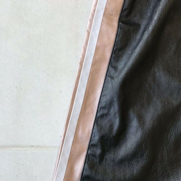 Bebe Vegan Leather High Waist Tuxedo Stripe Culottes Pants - Picture 5 of 12